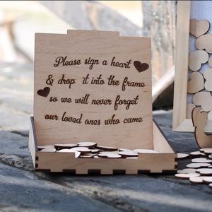 Wedding Wood Guestbook Alternative Sign Box Hearts Bridal Shower Baby Guest Book